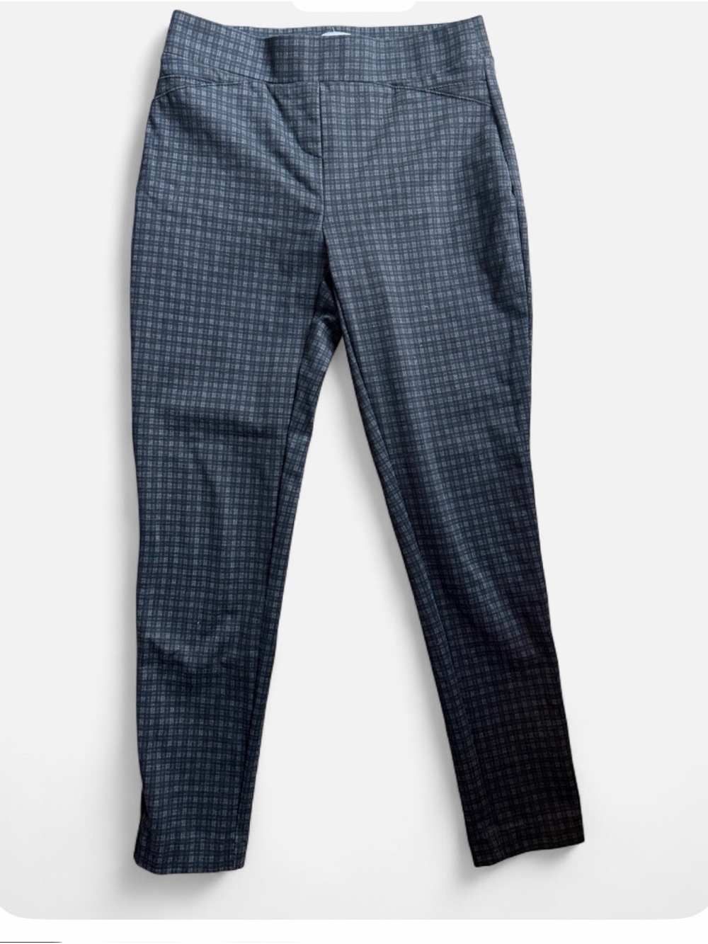 Calvin Klein Size 2 Charcoal Plaid Slim Straight Ankle Dress Pants Stretch - Picture 2 of 4